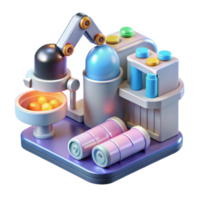 Automated Factory Robotic Production Line with Cylinders and Spheres png