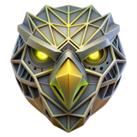 Geometric Eagle Head 3D Render of Robotic Bird png
