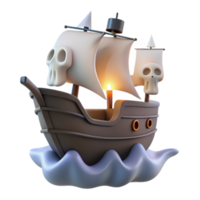 Spooky Ship 3D Model of a Pirate Galleon with Skulls png