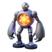 Glowing Core Robot 3D Render of Futuristic Mech png