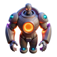 Powerful Futuristic Robot 3D Render of Armored Mechanical Being png