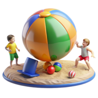 Kids Playing with Beach Ball and Toys on Sandbox png