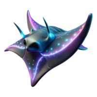 Glowing Stingray 3D Render of Bio Luminescent Sea Creature png