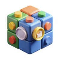 Colorful 3D Modular Blocks Creative Puzzle Game png