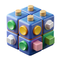 Colorful 3D Puzzle Cube Interactive Blocks, Geometric Shapes, Design Element png