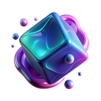 Abstract 3D Render Glossy Cube and Spheres png