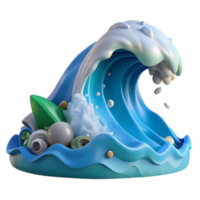 Ocean Wave 3D Render Foam, Bubbles, and Surf png