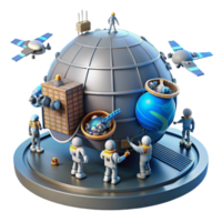 Spacecraft Assembly Astronauts Constructing Orbital Station png