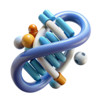 Abstract DNA Double Helix 3D Model of Genetic Code png