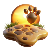 Sunset Paw Print 3D Render of Animal Tracks on Cookie png