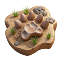 Paw Print in Sand, 3D Render, Nature Scene png