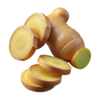 Fresh Ginger Root Slices Culinary Health Uses png