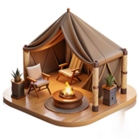 Cozy Glamping Tent with Fire Pit png