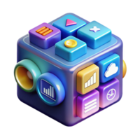 Digital Media Cube Interactive App Icons, UI Design, 3D Render png