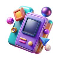 Nostalgic Retro Game Console 3D Render png