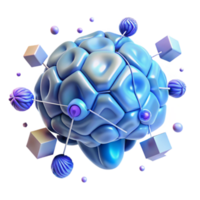 Abstract 3D Brain Network Nodes, Connections, and Cubes png