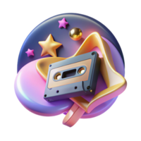 Retro Cassette Tape in Abstract 3D Render png