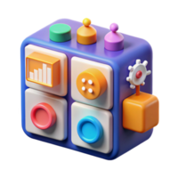 Interactive 3D Control Panel Colorful UI Buttons Data Visualization png