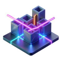 Neon Cubes Abstract Data Flow Visualization png