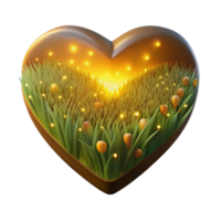 Heart-Shaped Grassland with Glowing Lights png