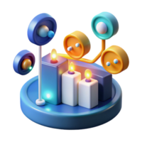 Candles, Abstract 3D Render, Illuminated, Circular Base, Growth Chart png