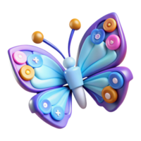 3D Render of a Colorful Button Butterfly png