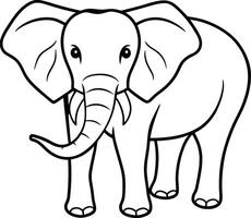 Elephant cartoon line art isolated on white background vector
