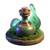Enchanted Potion Bottle 3D Render of Magical Elixir png