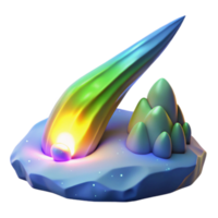 Comet Impacting Hills 3D Render png