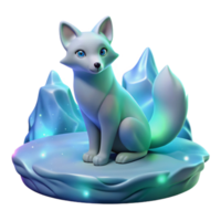 Arctic Fox on Iceberg 3D Render png