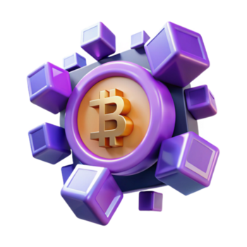 cryptogeld decentralisatie bitcoin in een 3d blok keten png