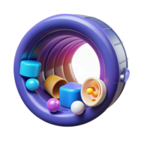 Abstract 3D Render Colorful Shapes in Circular Tunnel png