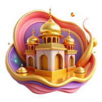 Golden Mosque 3D Render Festive Abstract Design png