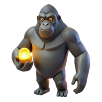 Gorilla with Glowing Orb 3D Render png