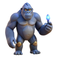 poderoso gorila com brilhando lâmpada 3d render png