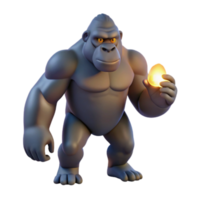 gorila com brilhando ovo 3d render png