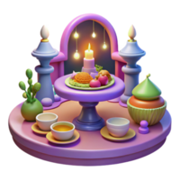 Serene 3D Render Festive Table Setting with Candlelight png