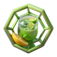 Refreshing Green Lime Citrus Drink in Geometric Frame png