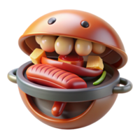 Smiling Grill with Sausages, Eggs, and Veggies png