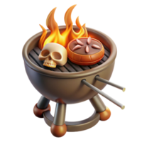 Skull and Pastry on a Flaming Grill png