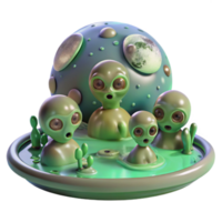 Alien Family on a Glowing Planet png