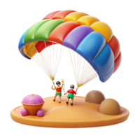 Colorful Parachute Adventure A 3D Render png