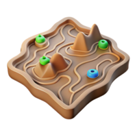 3D Render of Abstract Terrain with Pathways png