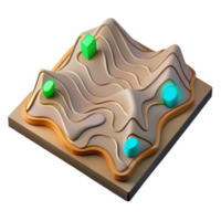 Abstract 3D Render Wavy Terrain with Colorful Shapes png