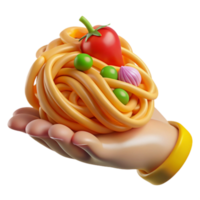 3D Render of Spaghetti with Vegetables png