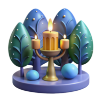 Candles, Trees, and Stones A Serene 3D Render png