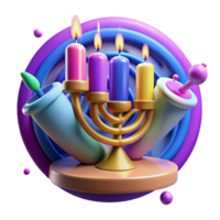 Colorful Menorah with Candles Festive Abstract Art png