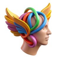 Abstract Head with Colorful Wings and Intricate Design png