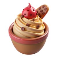 Creamy Swirl Dessert with Chocolate Chips and Red Topping png
