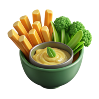 Crispy Cheese Sticks, Broccoli, and Creamy Dip png